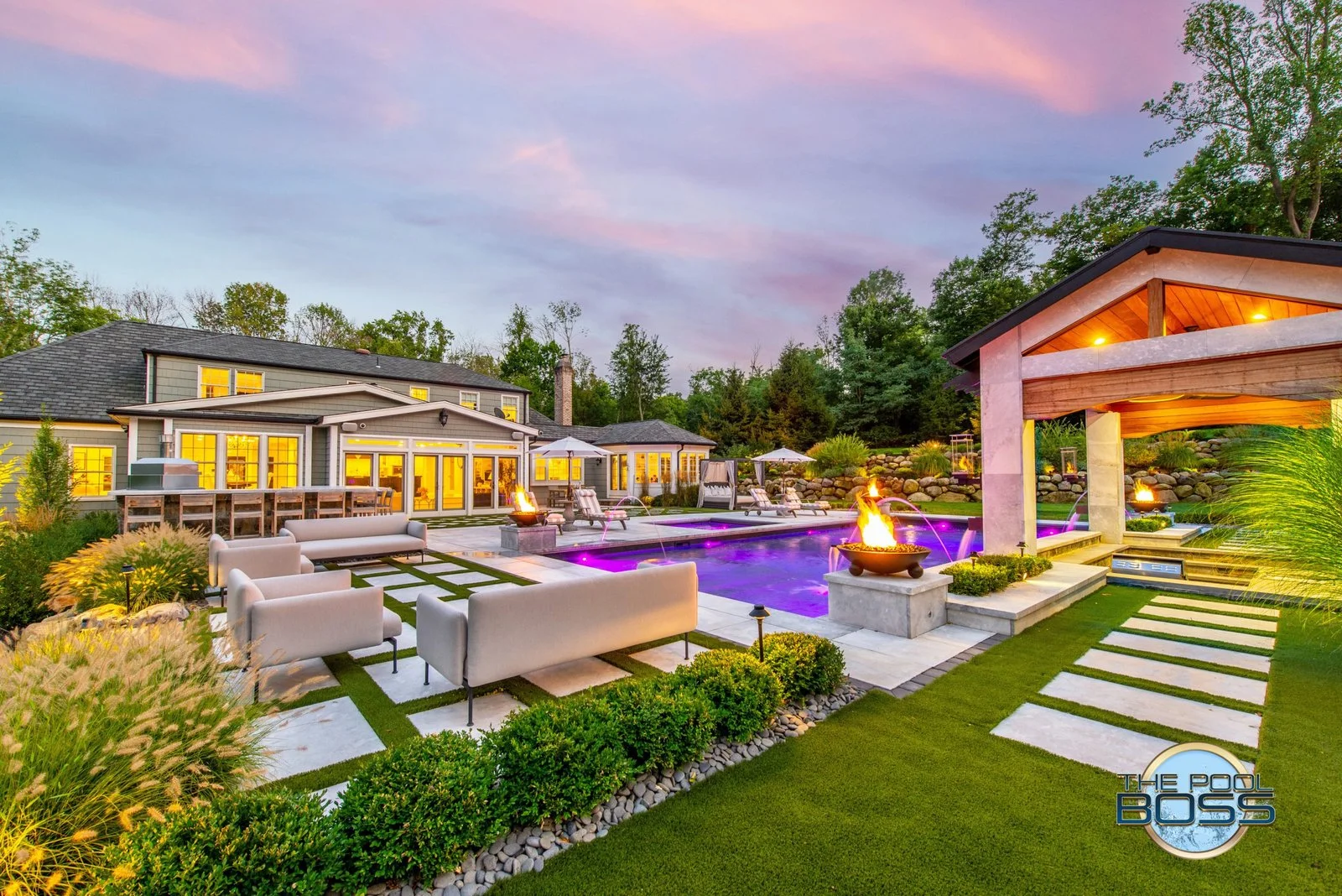 Backyard oasis with living area